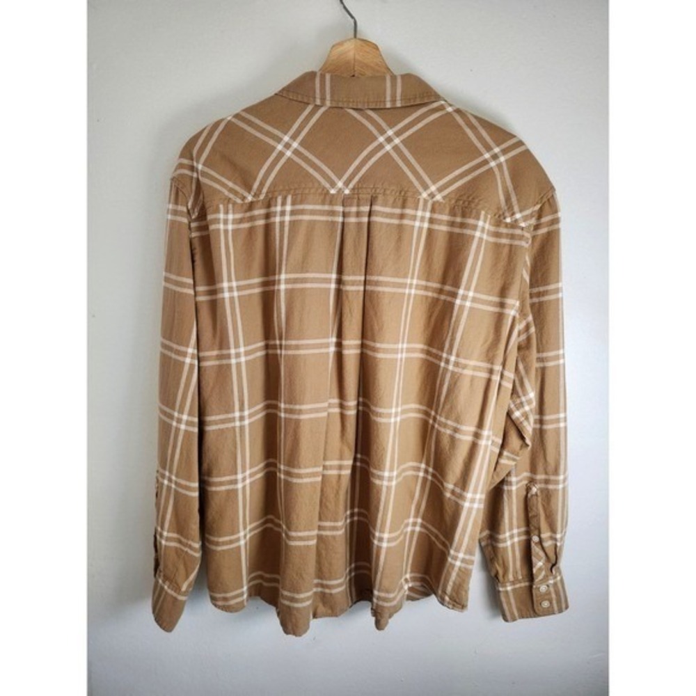 J.Crew Plaid Button Front Shirt XL Tan Beige Long Sleeve Casual Cotton Blend - Picture 3 of 9